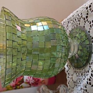 FINAL Green Tesserae MicroMosaic Planter Candle Holder